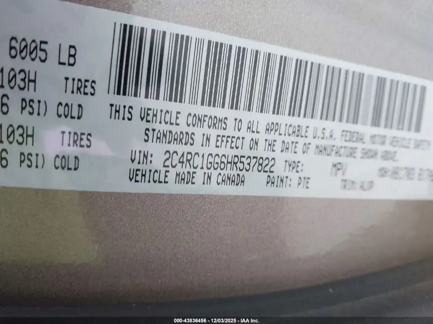 2017 CHRYSLER PACIFICA LIMITED