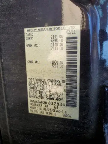 2011 NISSAN MAXIMA S  