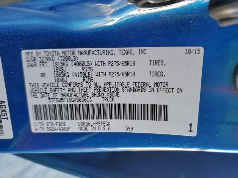 2016 TOYOTA TUNDRA SR5  