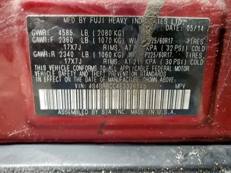 2014 SUBARU OUTBACK 2.5I PREMIUM  