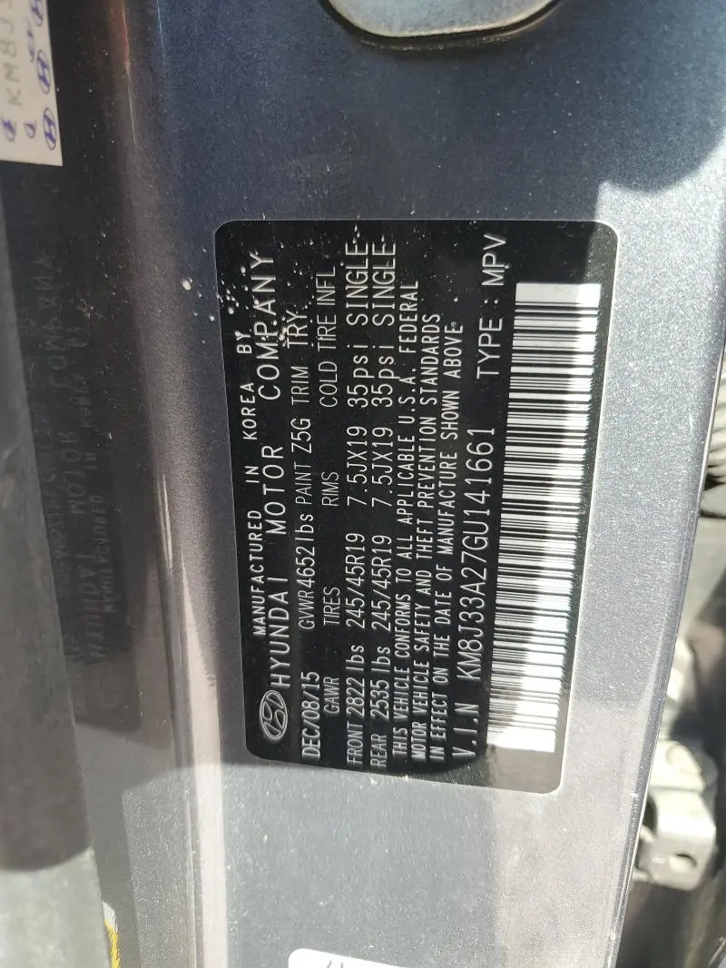 2016 HYUNDAI TUCSON LIMITED  