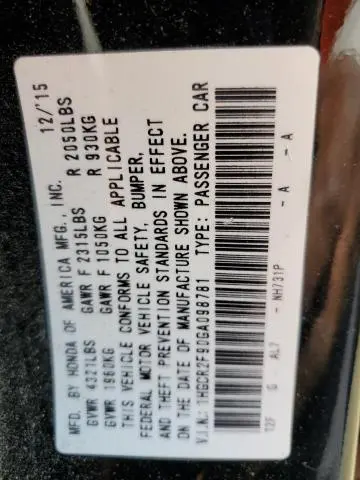 2016 HONDA ACCORD EXL
