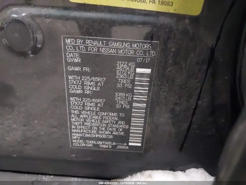 2017 NISSAN ROGUE SV