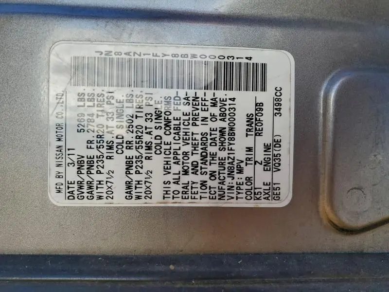 2011 NISSAN MURANO CROSSCABRIOLET  