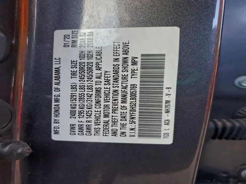 2020 HONDA PASSPORT EXL  