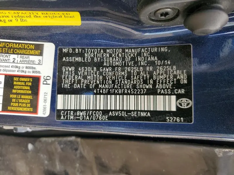 2015 TOYOTA CAMRY LE  