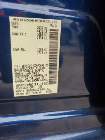 2017 NISSAN LEAF S  