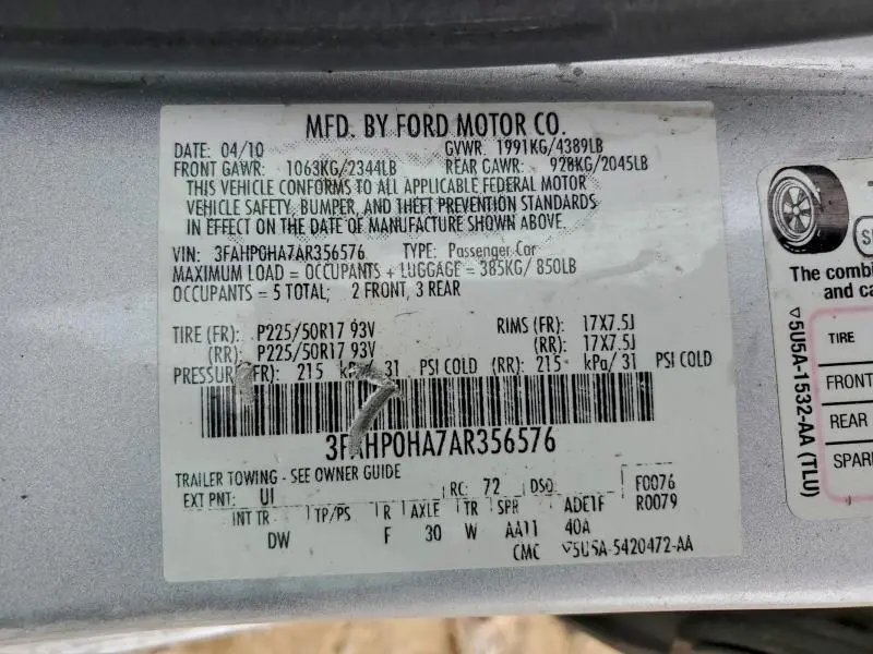 2010 FORD FUSION SE  