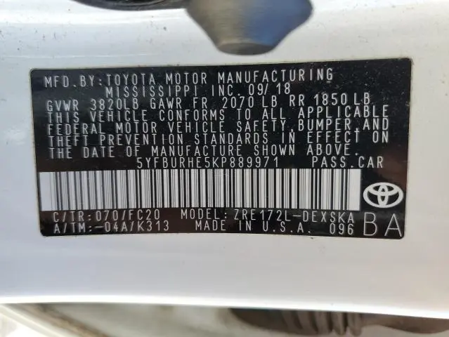 2019 TOYOTA COROLLA L  