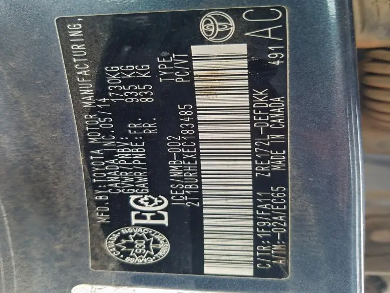 2014 TOYOTA COROLLA L  