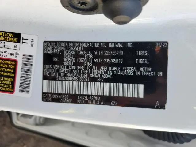 2022 TOYOTA HIGHLANDER L  