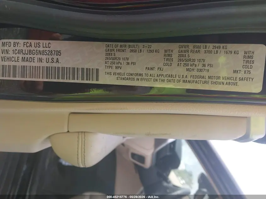 2022 JEEP GRAND CHEROKEE L LIMITED 4X2