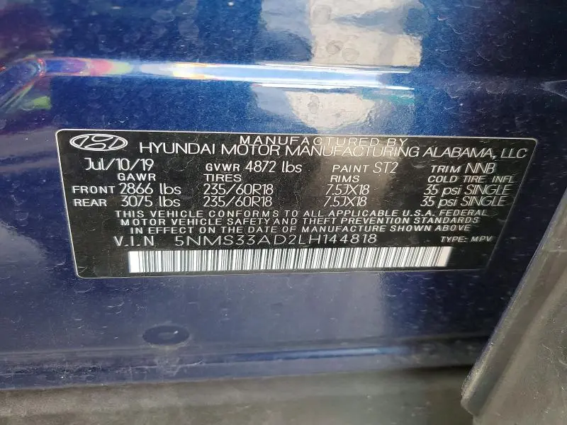 2020 HYUNDAI SANTA FE SEL  