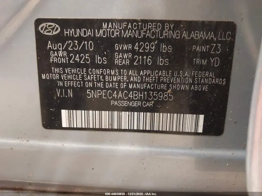 2011 HYUNDAI SONATA LIMITED