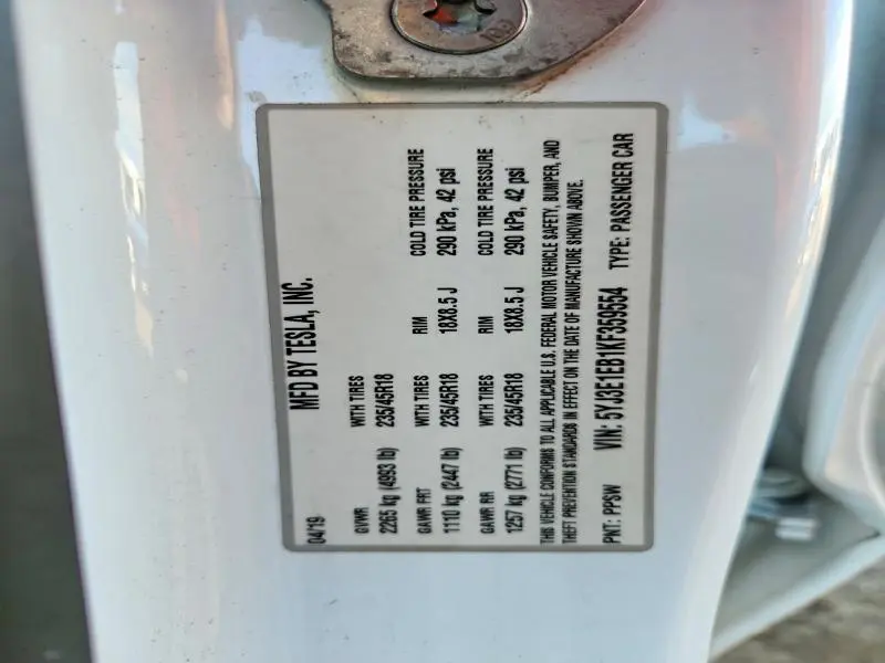 2019 TESLA MODEL 3   