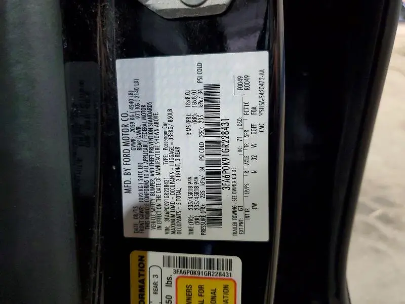 2016 FORD FUSION TITANIUM  
