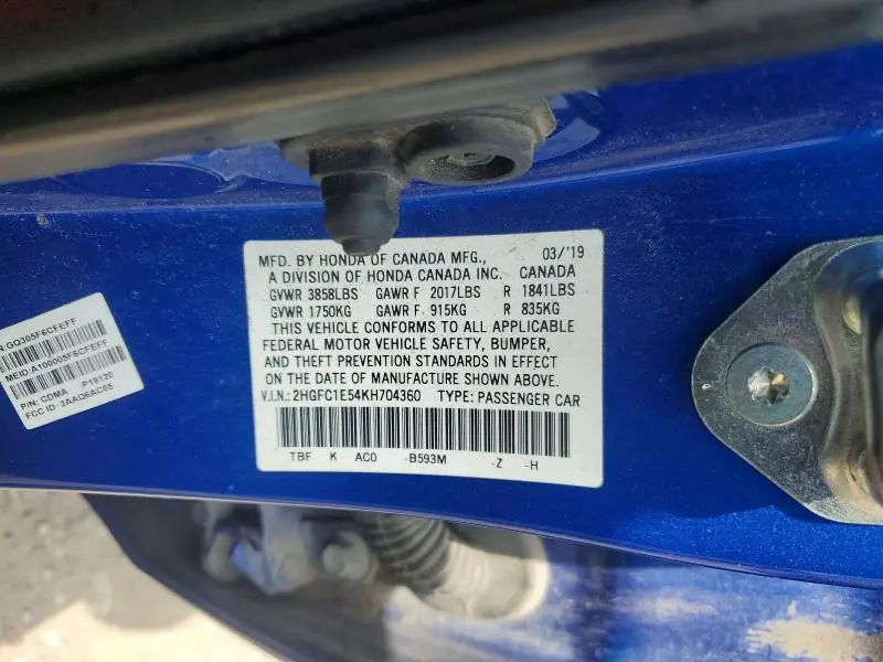 2019 HONDA CIVIC   