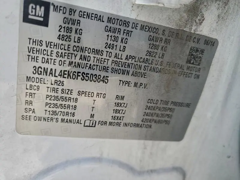 2015 CHEVROLET CAPTIVA LTZ  