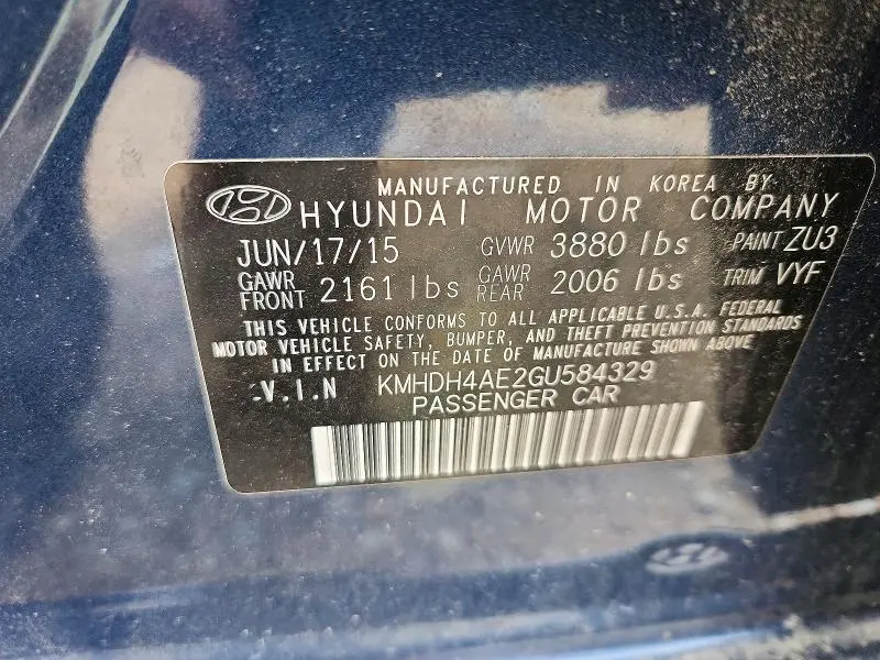 2016 HYUNDAI ELANTRA VALUE EDITION  