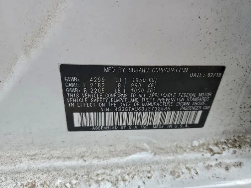 2018 SUBARU IMPREZA LIMITED  