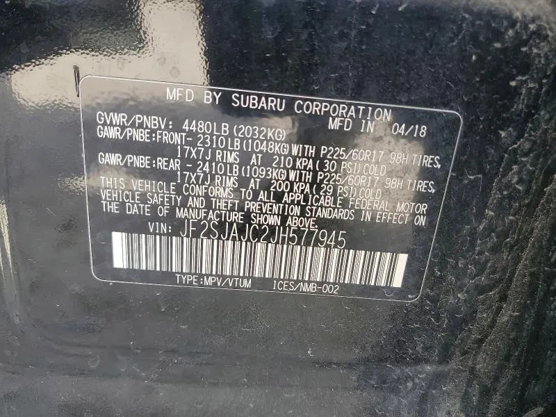 2018 SUBARU FORESTER 2.5I LIMITED  