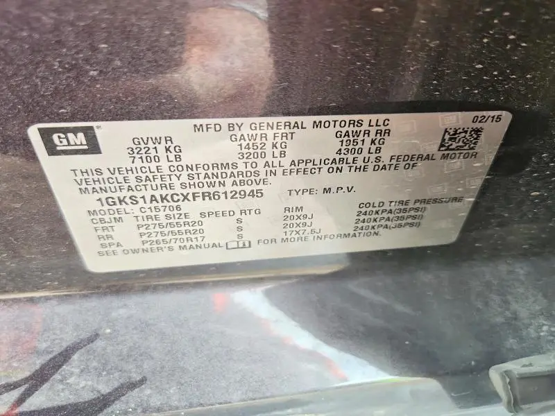 2015 GMC YUKON SLE  