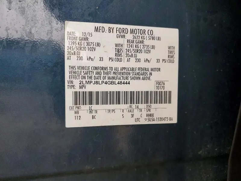 2016 LINCOLN MKX RESERVE  