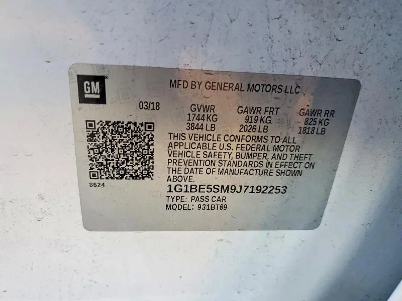 2018 CHEVROLET CRUZE LT  