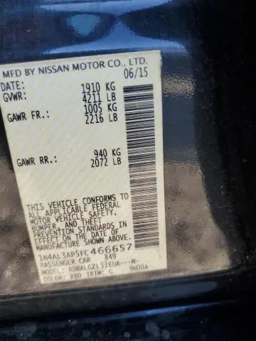 2015 NISSAN ALTIMA 2.5  