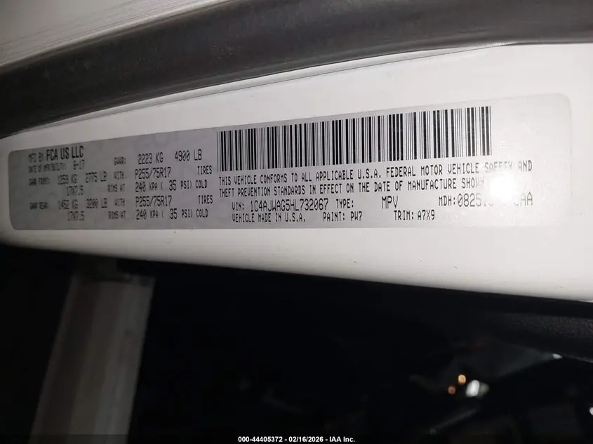 2017 JEEP WRANGLER SPORT 4X4