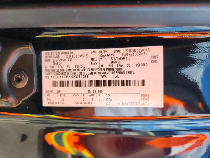 2019 FORD F150 SUPER CAB  