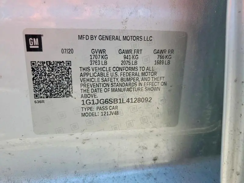 2020 CHEVROLET SONIC   