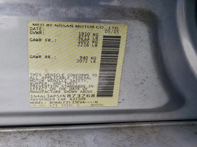 2015 NISSAN ALTIMA 2.5  