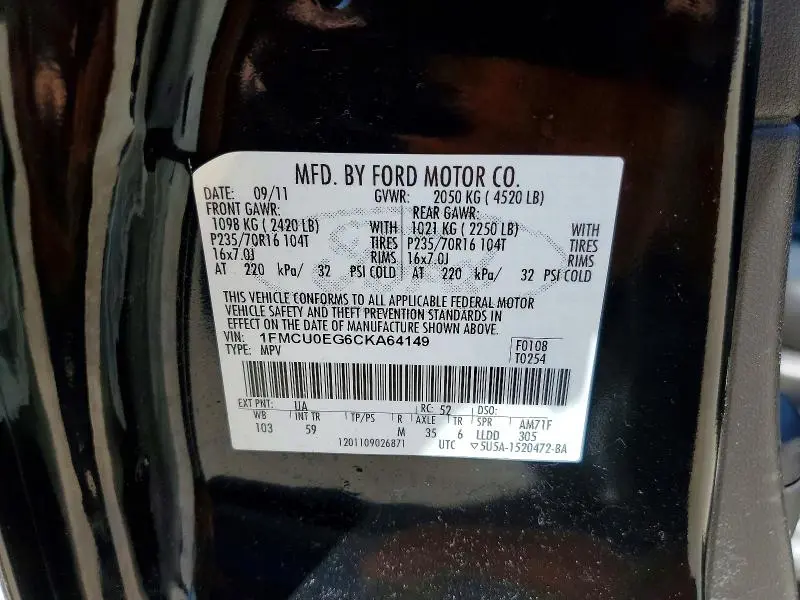 2012 FORD ESCAPE LIMITED  