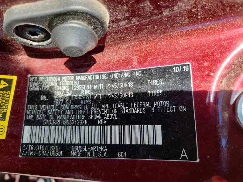 2016 TOYOTA HIGHLANDER XLE  