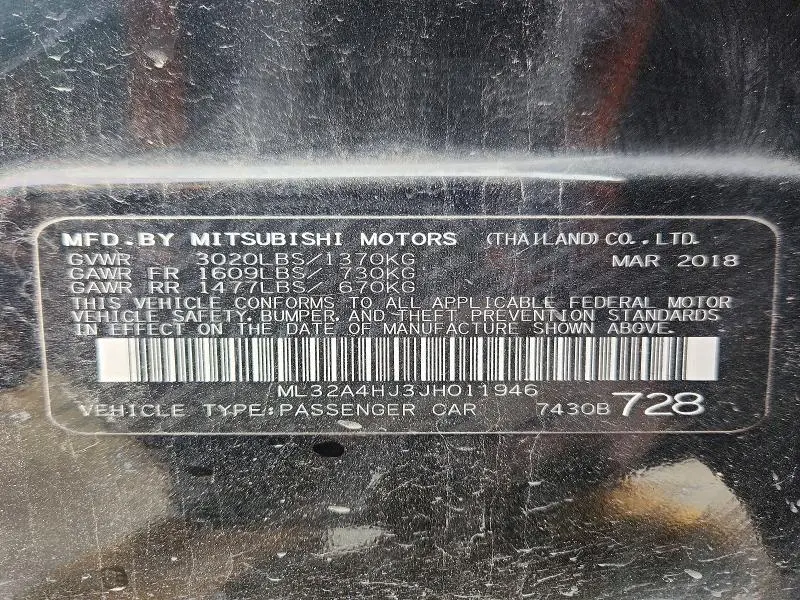 2018 MITSUBISHI MIRAGE SE  