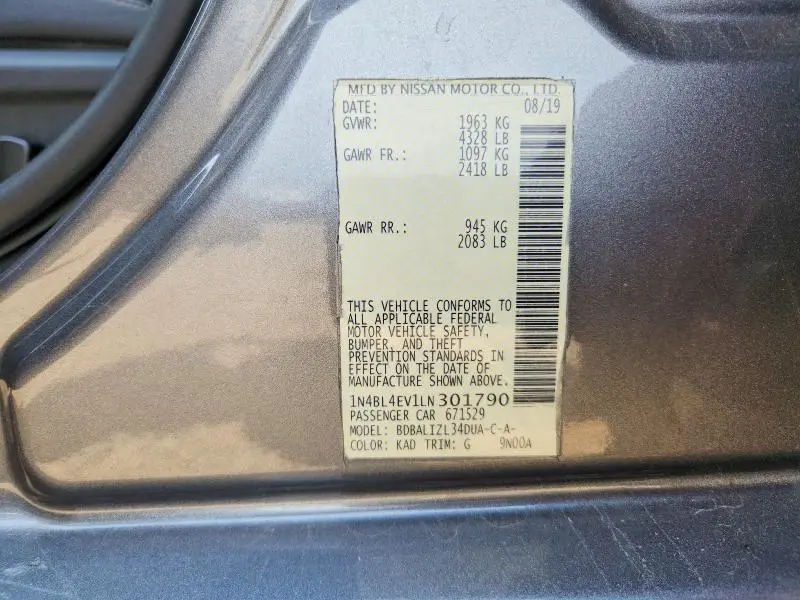 2020 NISSAN ALTIMA SL  