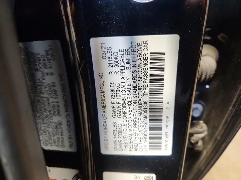 2021 HONDA ACCORD SPORT  