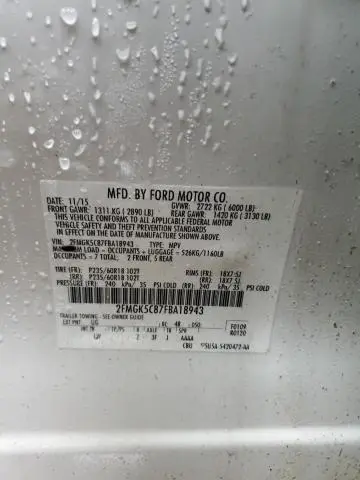 2015 FORD FLEX SEL  