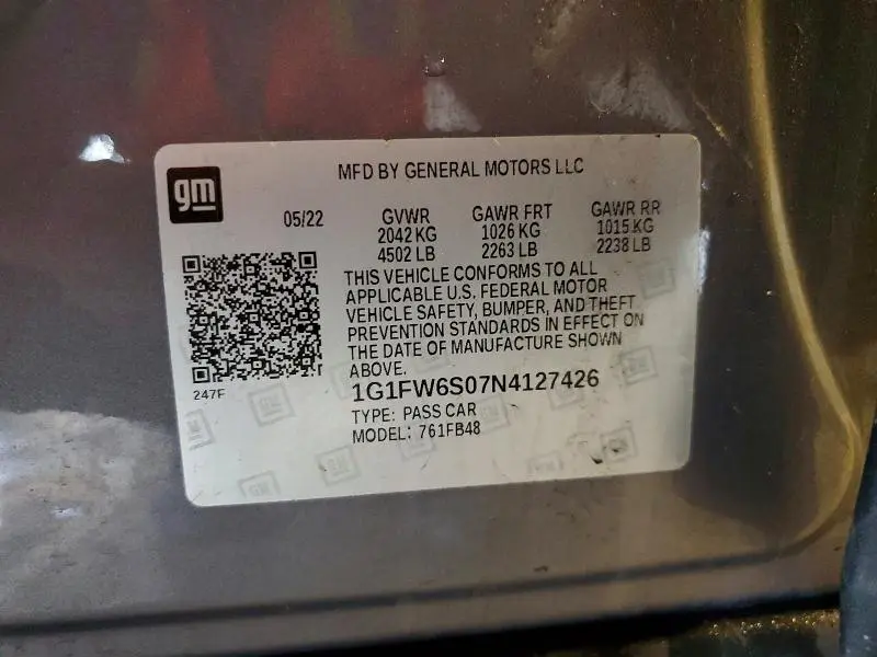 2022 CHEVROLET BOLT EV 1LT  