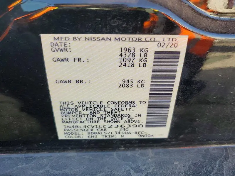 2020 NISSAN ALTIMA 2.5 SR  