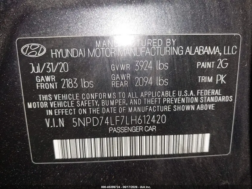 2020 HYUNDAI ELANTRA SE