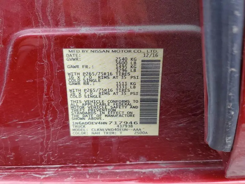 2017 NISSAN FRONTIER PRO-4X  