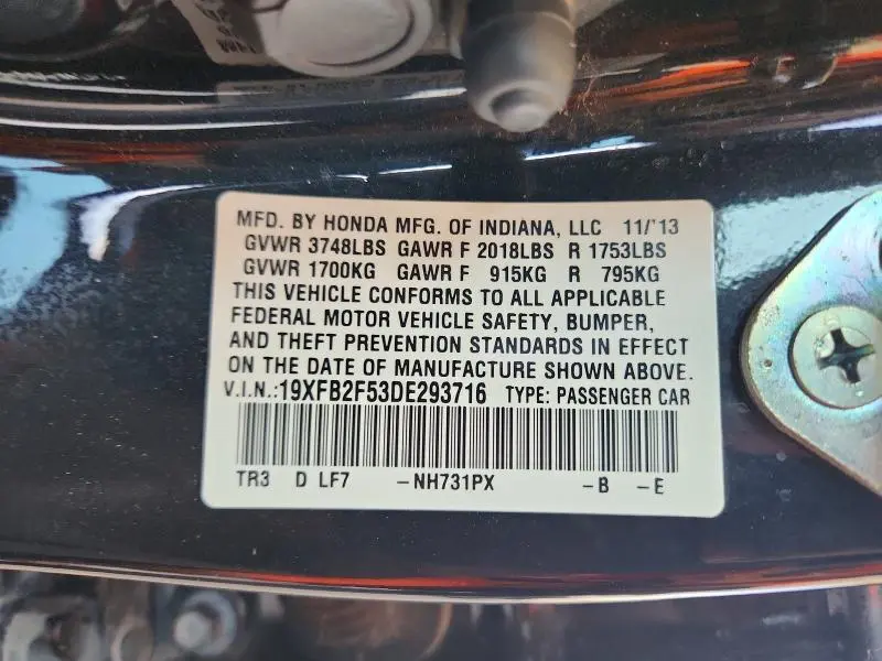 2013 HONDA CIVIC LX  