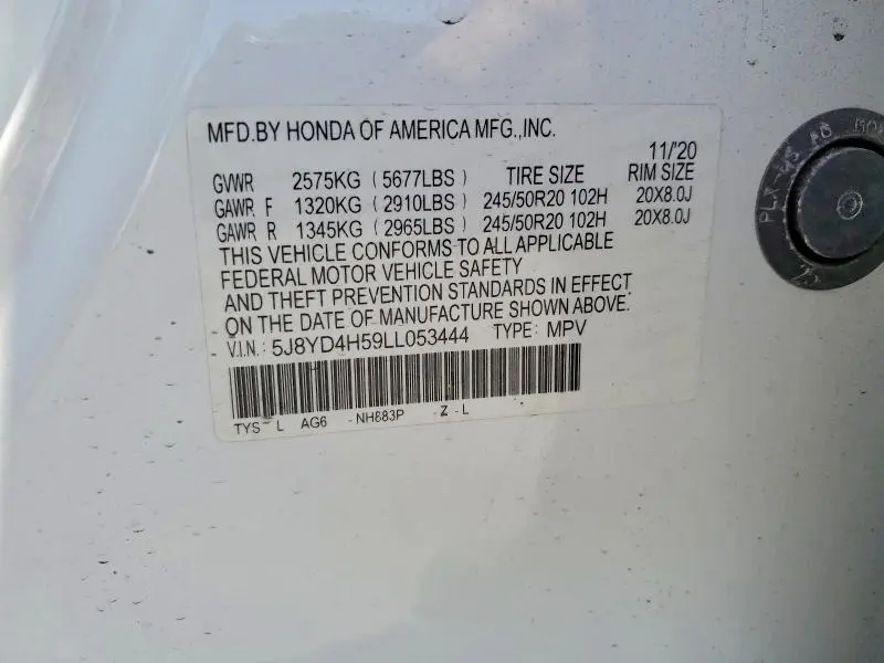 2020 ACURA MDX TECHNOLOGY  
