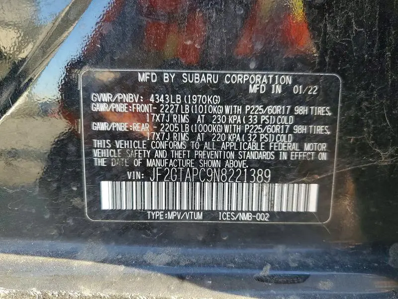 2022 SUBARU CROSSTREK PREMIUM  