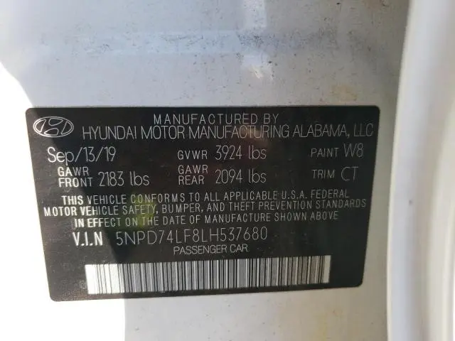 2020 HYUNDAI ELANTRA SE  