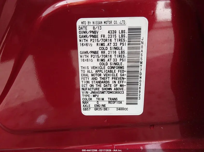 2013 NISSAN ROGUE S