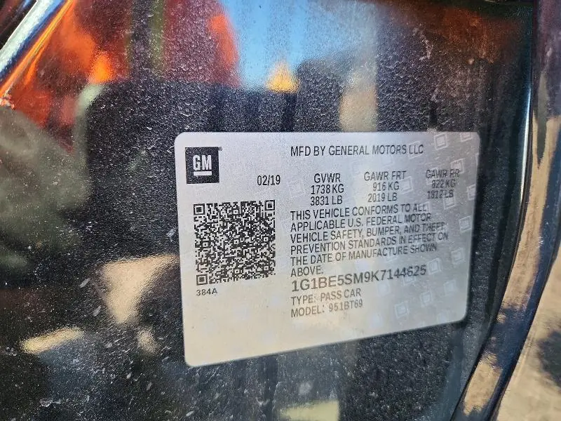 2019 CHEVROLET CRUZE LT  