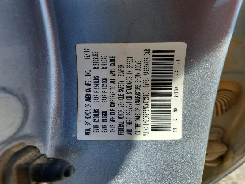 2013 HONDA ACCORD LX  